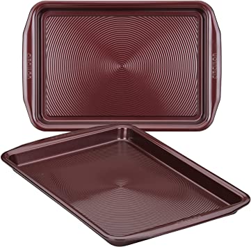 Circulon Nonstick Bakeware Set, Nonstick Cookie Sheets / Baking Sheets - 2 Piece, Merlot Red