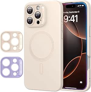 ESR for iPhone16 Pro Case with MagSafe, Camera Control, Supports Magnetic Charging, Smooth & Slim Silicone Case, Shockproof, Full Screen and Camera Protection, Soft Microfiber Lining,Light Tan