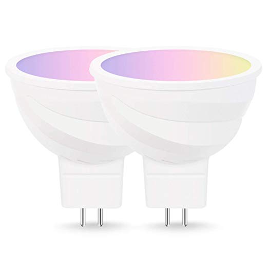 Smart Bulb, LOHAS WiFi LED Light MR16, Voice Control Via Alexa and Google Home, Warm White  RGB Colour Changing, 50W Equivalent, No Hub Required, Creating a Smart Home for You, 2 Pack