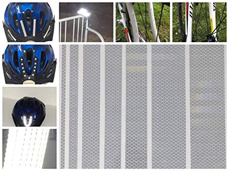 Qbc Craft High Intensity Reflective Sticker Decals 7 Piece Bicycle Safety Kit PPE for Helmets, Bikes, Baby Strollers, Scooters, Cars, Motorcycle, Trucks Trailer Driveway DIY Reflectors