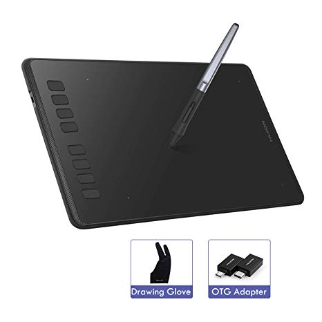 HUION Inspiroy H950P Graphics Tablet, Huion Graphic Drawing Tablet with 8 Customized Press Keys, 8192 Levels Battery-free Pen with Tilt Function, Drawing Pad Compatible with PC and Android Device