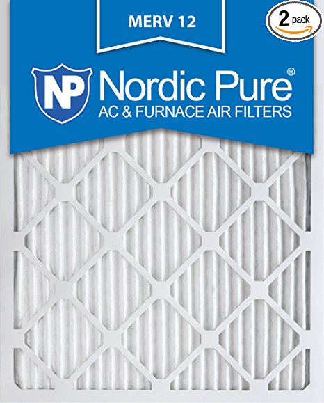 Nordic Pure 18x24x1M12-2 Merv 12 AC Furnace Filter 18x24x1 Pleated Qty 2, 18 x 24 x 1, 2 Piece