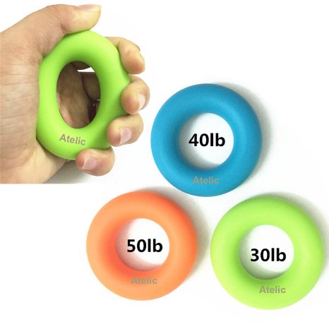 1 TOP RATED Silicone Hand Grip, Atelic® Yoga Hand Grip Strengthener Exercisers - 3 level with Increased Resistances Perfect for Increasing Hand, Finger, Wrist, and Forearm Strength