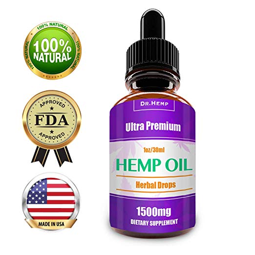 Hemp Oil Drops 1500mg, 100% Pure Natural Ingredients Full Spectrum Co2 Extracted, Anti-inflammatory, Help Reduce Stress, Anxiety and Pain, Vegan Vegetarian Friendly