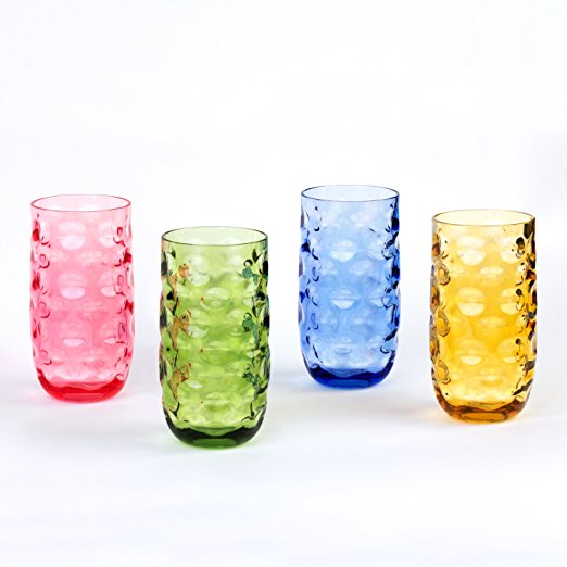 Cupture Impression Plastic Tumblers BPA Free, 20 oz, 4-Pack (Assorted Colors)