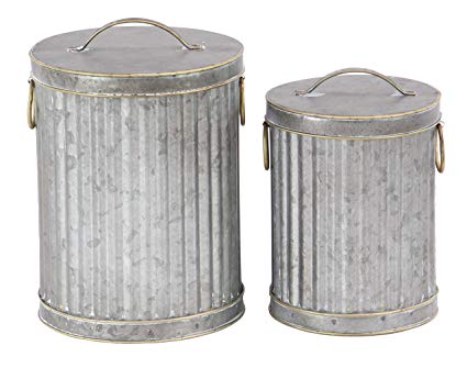 Deco 79 44475 Trash Can, Gold/Gray
