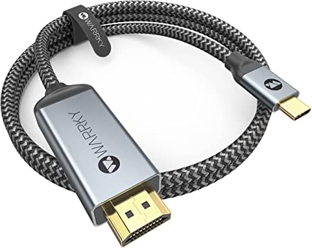 USB C to HDMI Cable 4K, WARRKY [10FT / 3M, Braided, High Speed] Thunderbolt 3 to HDMI Adapter Compatible for New iPad, MacBook Pro/Air, iMac, Galaxy S20 S10 S9 S8, Surface, Dell, HP