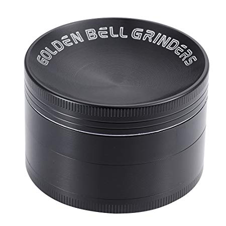 Golden Bell Herb Grinder with Concave Lid - 2.36 Inch, Black