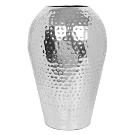 Hosley 10" High Hammered Iron Floor Vase. Handcrafted by Artisans Using Centuries Old Hammer Pattern Techniques. Ideal Wedding Gift, Decor, Aromatherapy or Spa Settings O3