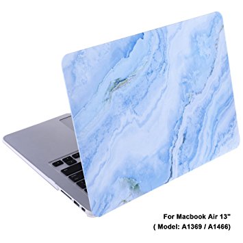 Cosmos Rubberized Plastic Hard Shell Cover Case for MacBook (Macbook Air 13" (A1369 / A1466), White Blue Marble Pattern)