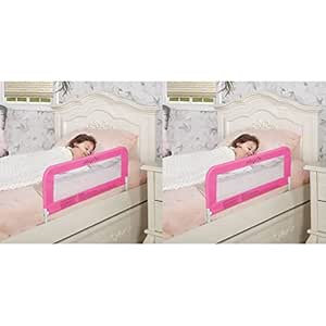 Lightweight Mesh Security Adjustable Bed Rail for Toddler with Breathable Mesh Fabric in Blush Pink (Pack of 2)