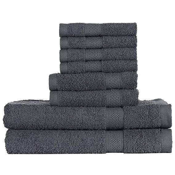 htovila 8-Piece Cotton Towel Set 4 Washcloths   2 Bath Towels   2 Hand Towels Soft Breathable Absorbent Face Body Bath Towel Set for Bathroom Home Hotel