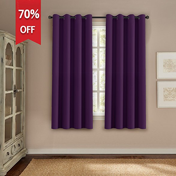 H.Versailtex Blackout Curtains & Drapes(Thermal Insulated Small Curtain for Bedroom)-52 inch Wide by 63 inch Long-Grommet Top-Solid in Plum Purple(Set of 1)