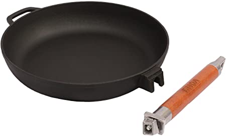 Cast Iron Pan/Skillet Healthy Cooking 20, 22, 24, 26 cm Removable Handle Induction (22 cm)