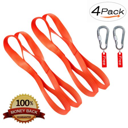 Solid Heavy Duty Soft Loops Tie Downs By UUAT Cargo Straps 4 Pk 2300 Lbs Workload,4600Lb Break Strength Lab Tested.Tie Down Straps for Towing ATV, UTV, Motorcycle ,Lawn&Garden Equipment Etc (12'')