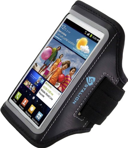 Samsung Galaxy S3 Armband : Stalion Sports Running & Exercise Gym Sportband (Jet Black)Water Resistant   Sweat Proof   Key Holder