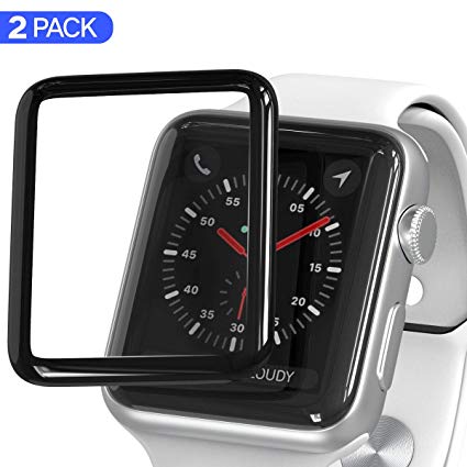 Screen Protector Compatible with 3D Apple Watch Curved Tempered Glass Screen Protector with Edge to Edge Coverage Anti-Scratch Ballistic LCD Cover Premium HD Shield Guard -2-Pack