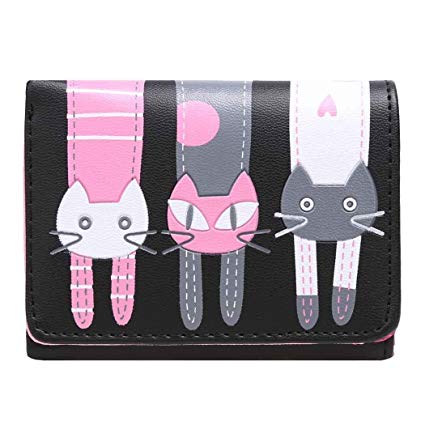 Tinffy Cat Pattern Wallet Coin Purse Clutch Bag Short Wallet Card Holders Handbag