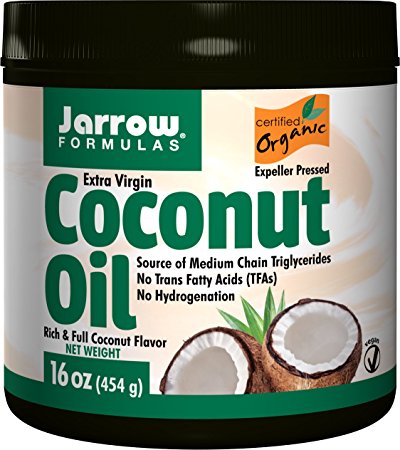 Jarrow Formulas Coconut Oil 100% Organic, Supports Cardiovascular Health, Extra Virgin, 16 Ounce