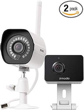 Zmodo Cameras for Home Security (Indoor & Outdoor Camera Bundle), 1080p HD, IP Camera Wireless WiFi, Motion Detection, Two-Way Talk, Night Vision, Remote View, Cloud Service, Work with Alexa/Google