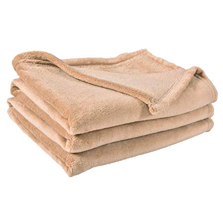 BEST DREAMCITY Soft Brush Fabric Polar Fleece Blanket (Tan, 50"X 60", 1-Piece)