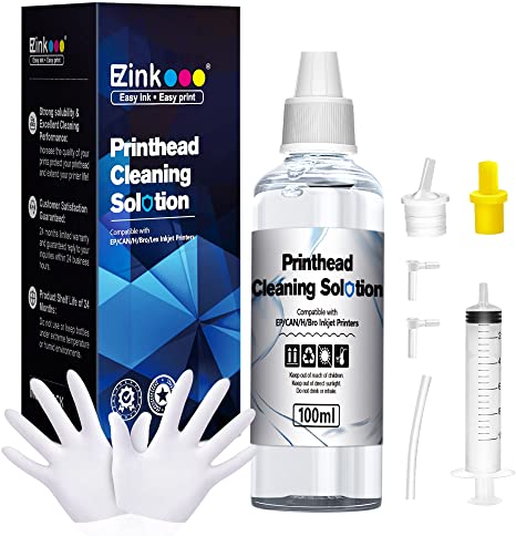 E-Z Ink (TM) Printer Cleaning Kit|Printhead Cleaning Kit|for HP/Epson/Canon/Brother Inkjet Printers WF-7710 WF-3640 7620 8600 8610 8620 WF-2750 WF-2650 ET-2750 ET-2650 Liquid Printers Nozzle (100ml)