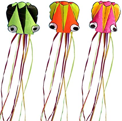1 Set 3 Pcs 4M Large Octopus Kite Easy to Fly with Handle & String for Family Kite Festival Outdoor Park Beach Games Family Activities