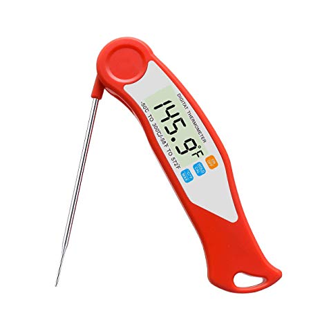 Digital Instant Read Meat Thermometer - Kitchen Cooking Food Candy Thermometer for Oil Deep Fry BBQ Grill Smoker Oven Thermometer(Red Color)