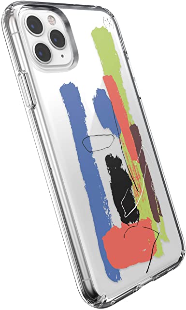 Speck Products Presidio Clear   Print iPhone 11 Pro MaxCase, PaintSplatter Blue/Clear