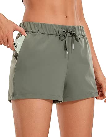 CRZ YOGA Stretch Shorts for Women Work Casual 2.5'' - Athletic Shorts with Pockets for Workout Travel Hiking Golf