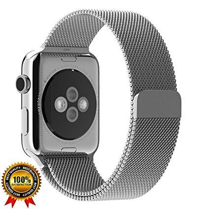Apple Watch Band Milanese Loop Replacement Band Series 1, 2, 3 & Nike  Stainless Steel Mesh Double Electroplated Magnet Band for Apple Watch 42mm & 38mm with Updated Magnetic Clasp Hold