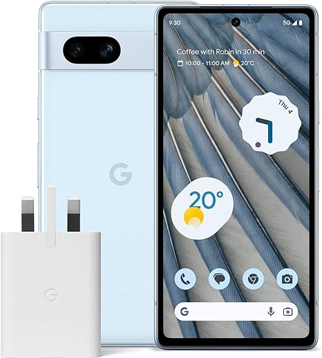 Google Pixel 7a and Pixel 30W Charger Bundle – Unlocked Android 5G Smartphone with Wide-Angle Lens and 24-Hour Battery - Sea (Amazon Exclusive)