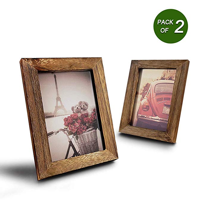 Emfogo 4x6 Picture Frame Photo Display for Tabletop Display Wall Mount Solid Wood High Definition Glass Photo Frame Pack of 2