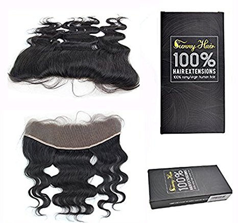 Sunny 10 inch Brazilian Unprocessed Human Hair Extensions Body Wave Free Part Full Lace Frontal Closure with Baby Hair 13"x4" Natural