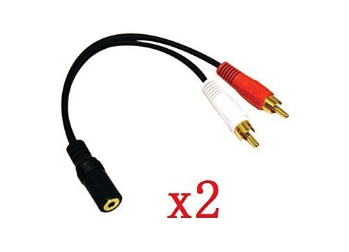 Yueton® 2 Pack Gold 3.5MM 6" Stereo Female Mini Jack To 2 Male RCA Plug Adapter Audio Y Cable