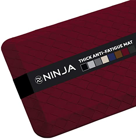 Ninja Brand Premium Floor Comfort Mat, 17x24 Inch, Ergonomically Engineered, Extra Support Floor Pad, Commercial Grade, Kitchen, Gaming, Office Standing Desk Mat, Smoldering Red