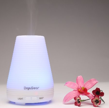 DigitGear Aromatherapy Essential Oil Humidifier 100ml and Diffuser with 7 Color LED Lights and Auto Shut Off for Home or Office (textured)