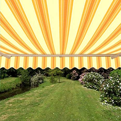 ALEKO AW12X10MSTRY315 Retractable Patio Awning 12 x 10 Feet Multi-Stripe Yellow