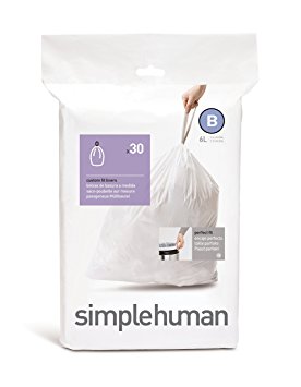 simplehuman CW0161 Code B Custom Fit 6L Trash Can Liners, 30 / Box