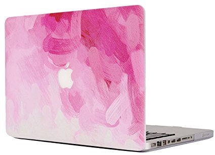 KEC MacBook Pro 15 Inch Case 2017 & 2016 Touch Bar, Cover Plastic Hard Shell Rubberized A1707 Oil Painting (Pink - Water Paint)