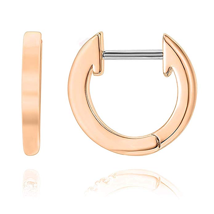 PAVOI 14K Gold Plated Cuff Earrings Huggie Stud | Small Hoop Earrings for Women