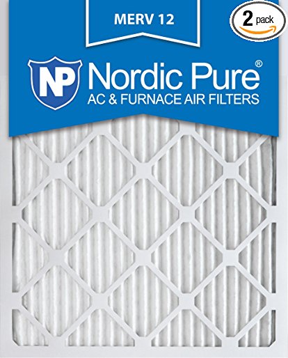 Nordic Pure 16x20x1M12-2 Merv 12 AC Furnace Filter 16x20x1 Pleated Qty 2, 16 x 20 x 1, 2 Piece
