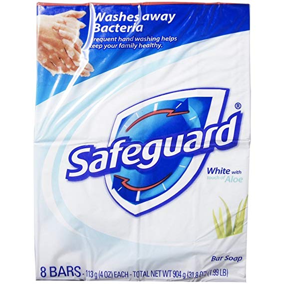 Safeguard Antibacterial Soap, White with Aloe, 4 oz bars, 8 ea (Pack of 3)