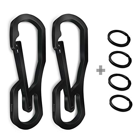 Idakey Full Stainless Steel Anti-Lost Keychain Carabiner Home Keys Tool with 2 Extra Key Rings for Home