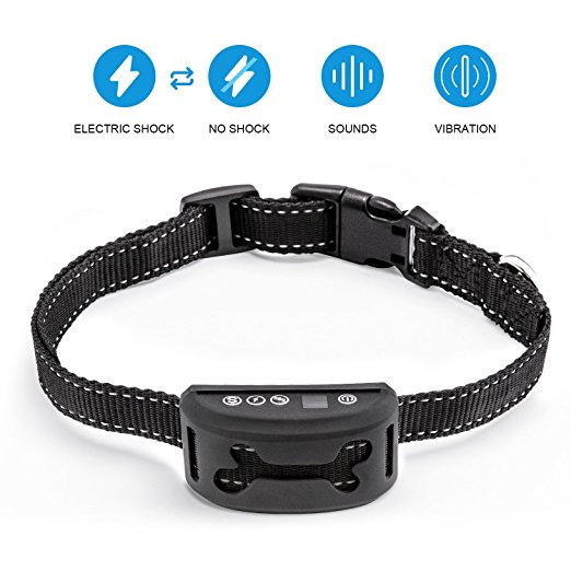 No Bark Collar [2017 New Version] Rechargeable No Harm Shock Anti Bark Collar 7 Adjustable Sensitivity and Intensity Levels Bark Training Control with Reflective Strap for All Sizes Dogs