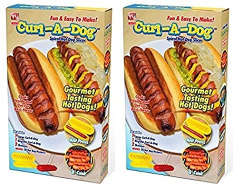 Curl-A-Dog BBQ Spiral Grilling Hot Dog Sausage Slicers Cooking Set Of 2