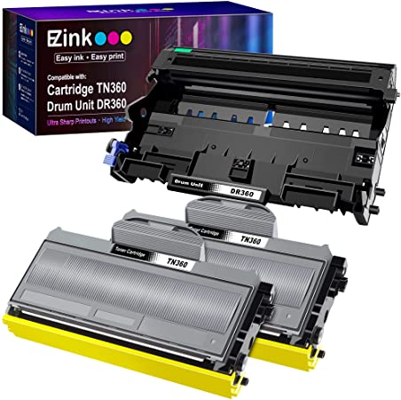 E-Z Ink (TM) Compatible Toner Cartridge & Drum Unit Replacement for Brother TN360 TN330 DR360 DR-360 High Yield Compatible with DCP-7040 DCP-7030 MFC-7840W HL-2140 MFC-7340(2 Toner, 1 Drum Unit)