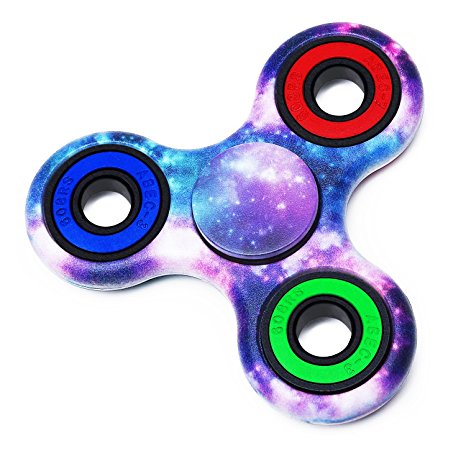 Lizber Fidget Spinner, Best Hand Spinner for Fidgeters, Tri-Spinner Fidget Toy with Smooth Finished, Best Stress Reducer Toy for ADHD, ADD, Autism, and Killing Time - Camouflage Starry Sky   Colorful