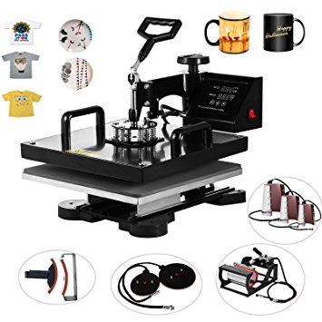 VEVOR Heat Presses 15 X 15 Inch 8 in 1 Digital Multifunctional Sublimation T Shirt Heat Press Machine 360 Degree Rotation Heat Press Machine for T shirts Hat Mug Plate (8in1 15X15Inch Auto-Countdown)