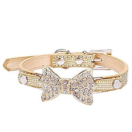 Lillypet(TM) Bling Rhinestone Pet Cat Dog Bow Tie Collar Necklace Jewelry for Small or Medium Dogs Cats Pets Female Puppies Chihuahua Yorkie Girl Costume Outfits, Light and Adjustble Buckle